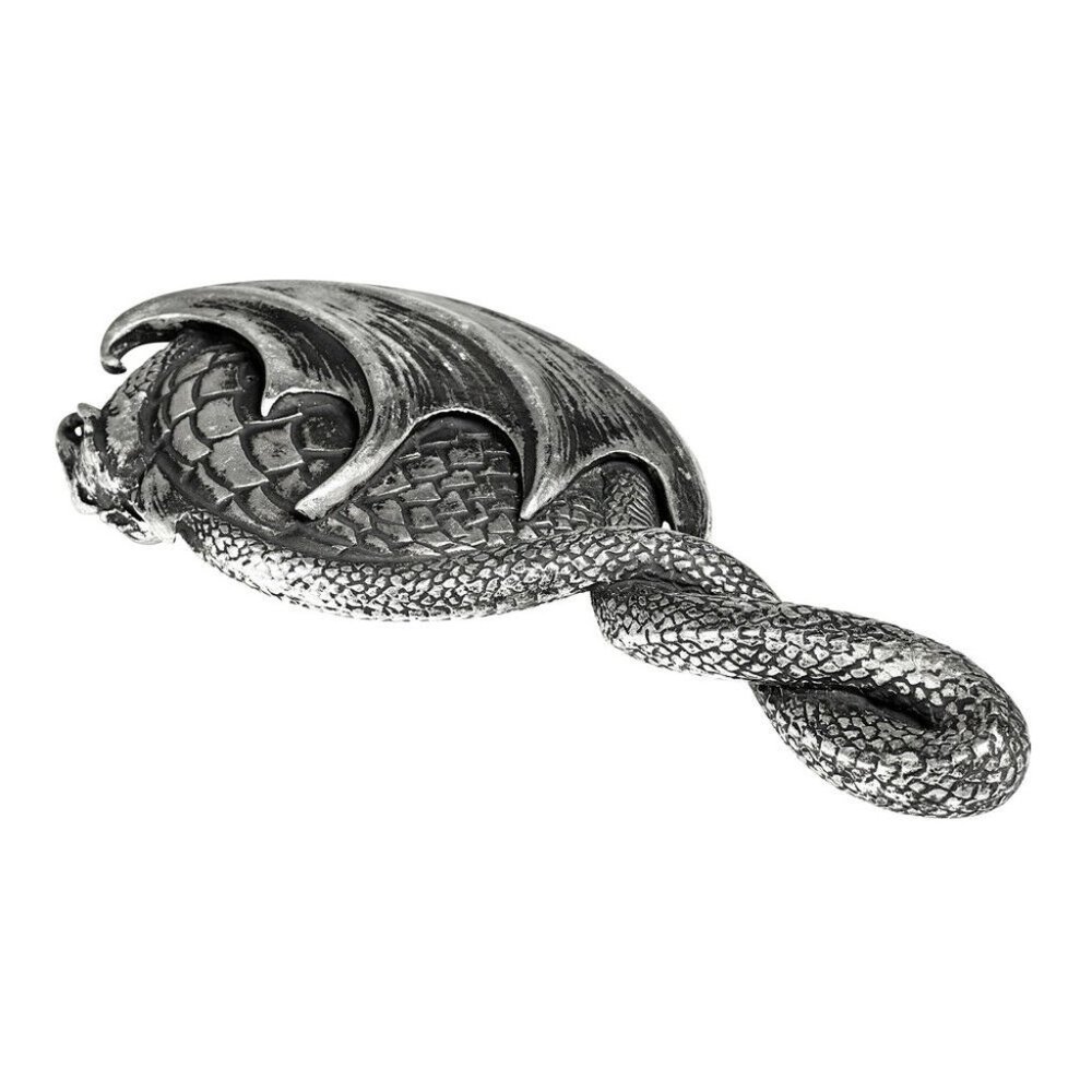 DISCONTINUED!!! Alchemy Gothic Antiqued Silver Dragon Hand Mirror Dragon's Lure - Picture 4 of 4